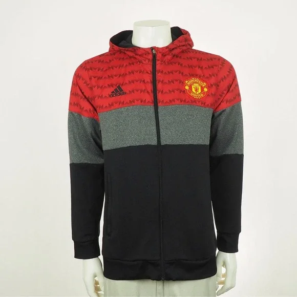 Adidas Manchester United FC Full-Zip Hoodie Jacket Mens Large Soccer Sweatshirt - Picture 1 of 5
